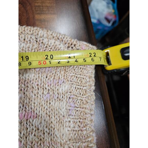 Vintage Jonathan Martin Glam Glittery Beige Cropped Sweater Size M Linen Blend - Picture 13 of 16